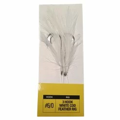 Best Pirce ⭐ Fisheagle 3-Hook White Cod Feather Rig Size 6/0 👏
