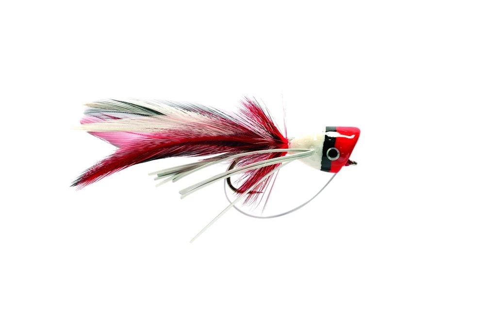 Outlet 😍 Fulling Mill Bass Popper Red & White Sz6 🥰 1 Outlet 😍 Fulling Mill Bass Popper Red & White Sz6 🥰