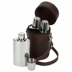 Best deal 💯 David Nickerson Brown Leather Travel Bar Whisky Set 🔔
