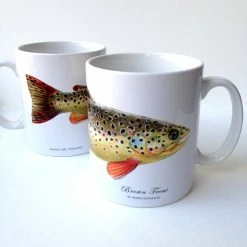 New 💯 Mayfly Art Maria Gonzalez Printed Brown Trout Mug ✔️