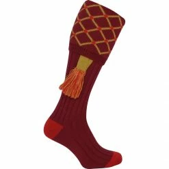 Buy 🧨 Jack Pyke Diamond Shooting 🧦 Socks 🌟 -Glasgow Angling Sales diamond shooting socks burgundy red gold