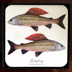 Promo 🥰 Mayfly Art Atlantic Salmon Coaster - Individual 🥰 5 Promo 🥰 Mayfly Art Atlantic Salmon Coaster - Individual 🥰 -Glasgow Angling Sales grayling coaster