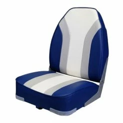 Best Pirce 🔔 Waveline Highback Folding Boat Seat Grey/Blue/White Fittings 😀