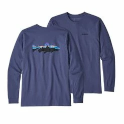 Outlet 🎁 Patagonia M's Long Sleeve Fitz Roy Trout Responsibili-Tee 🌟 -Glasgow Angling Sales m s l s fitz roy trout responsibili tee new navy
