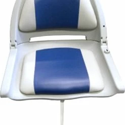 Best Sale 🛒 Waveline Moulded Folding Down Boat Seat Grey/Blue Cushion 🔔