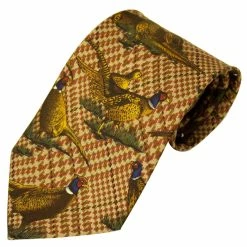 Flash Sale 🔥 Bisley Brown Large Pheasants Silk Tie 😀