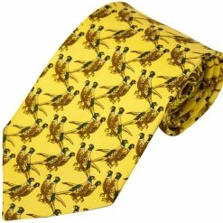 Best Sale 🔔 Bisley Solid Yellow Pheasants Silk Tie 🛒