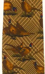 Deals 😀 Just Fish Pheasant Brown Silk Tie ✨