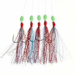 Coupon 🥰 Fladen Red/Turquoise Glitter Rig 5 Hook Size 1/0 ❤️