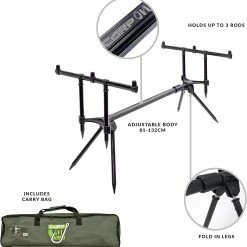 Top 10 ⌛ Carp ON Lightweight Aluminium 3 Rod Adjustable Rod Pod 81-132cm 😍 -Glasgow Angling Sales rod pod fixed legs 81 132cm b