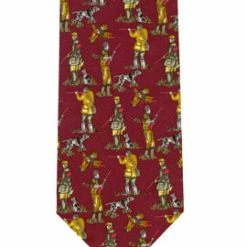 Outlet ⌛ Just Fish Shooting Scene Silk Tie Burgundy ✔️