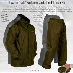 Discount 🔥 Vass-Tex Lightweight Packaway Jacket & Trouser Set Khaki 😉 -Glasgow Angling Sales vass tex lightweight packaway khaki 2